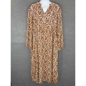 La Paz Terracotta Maxi Dress‎ Floral Bohemian World Market Sz L/XL Retro Artsy